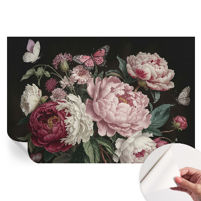 Papier peint autocollant Pivoines et papillons pour salon