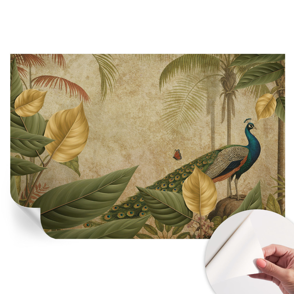 Papier peint autocollant motif oiseaux exotiques pour salon