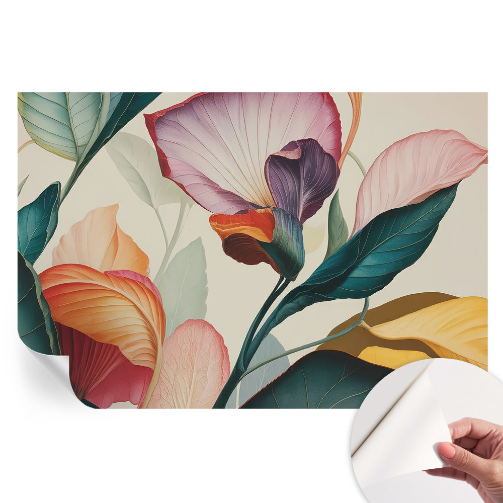 Papier peint photo autocollant à fleurs colorées pour chambre