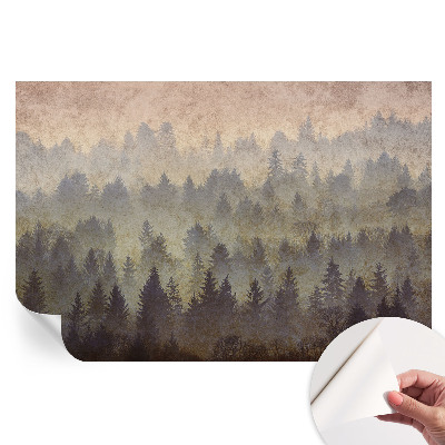 Papier peint autocollant pour salon motif brouillard forestier