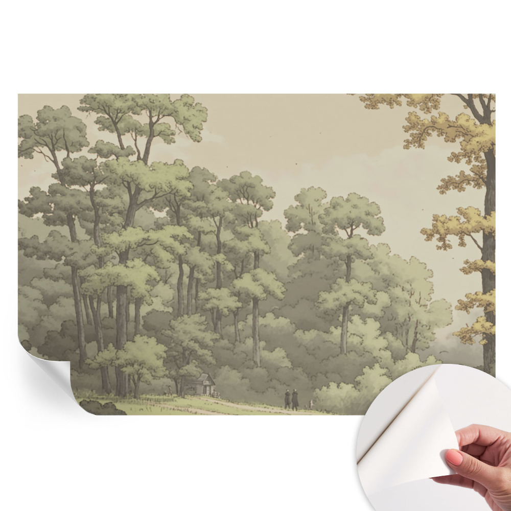 Fresque murale autocollante idylle forestière