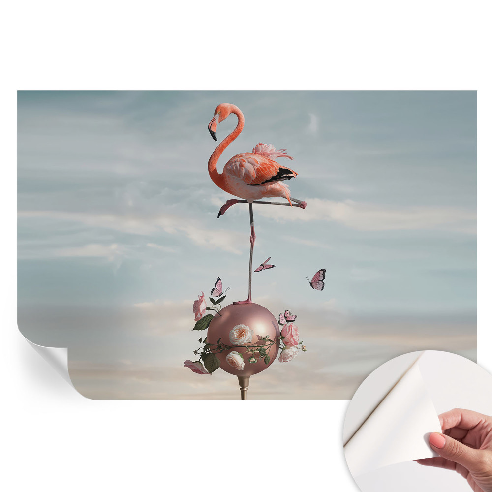 Papier peint autocollant motif flamant rose élégant