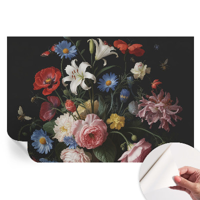Papier peint photo moderne pour le salon Fleurs avec des insectes