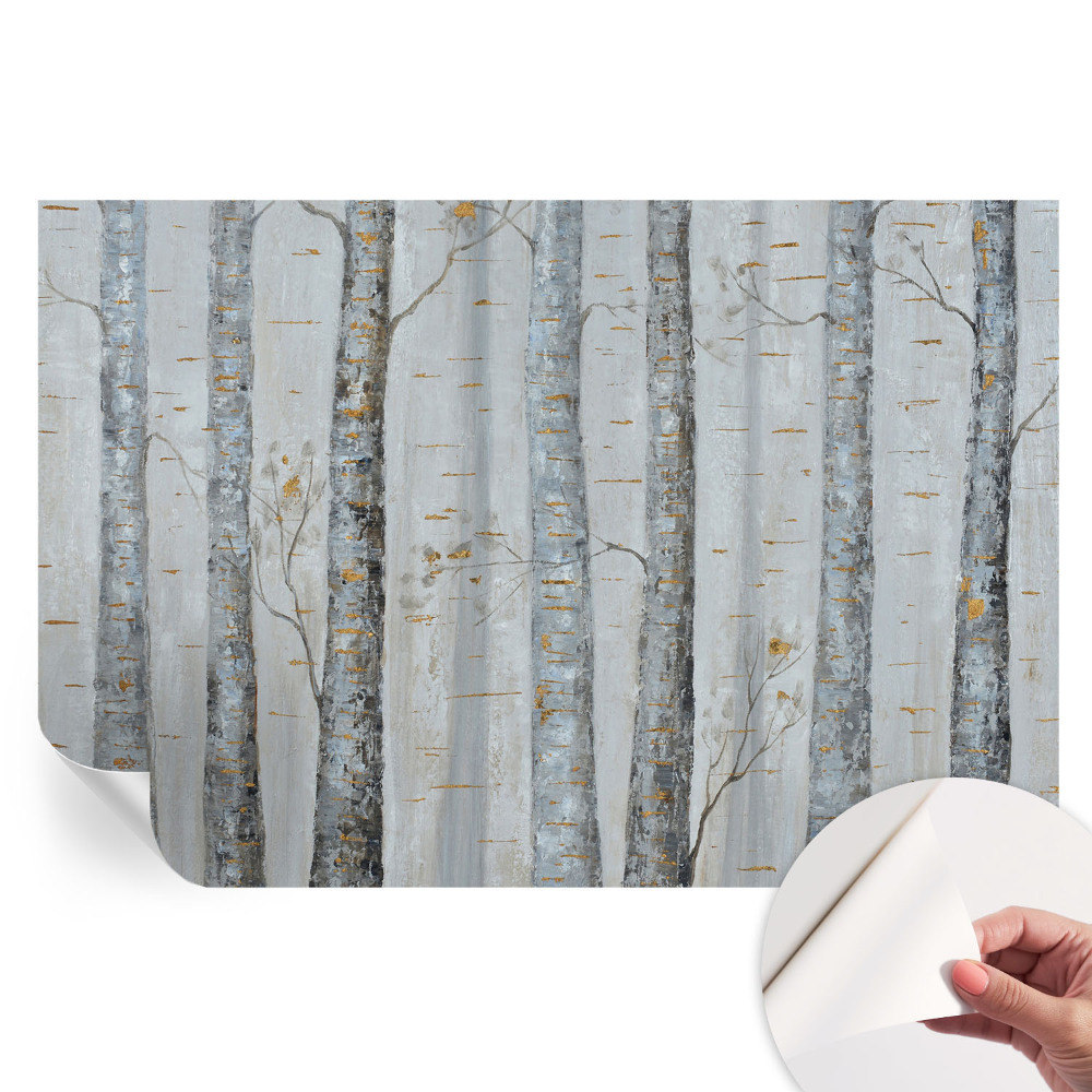 Papier peint photo moderne motif bouleaux pour salon