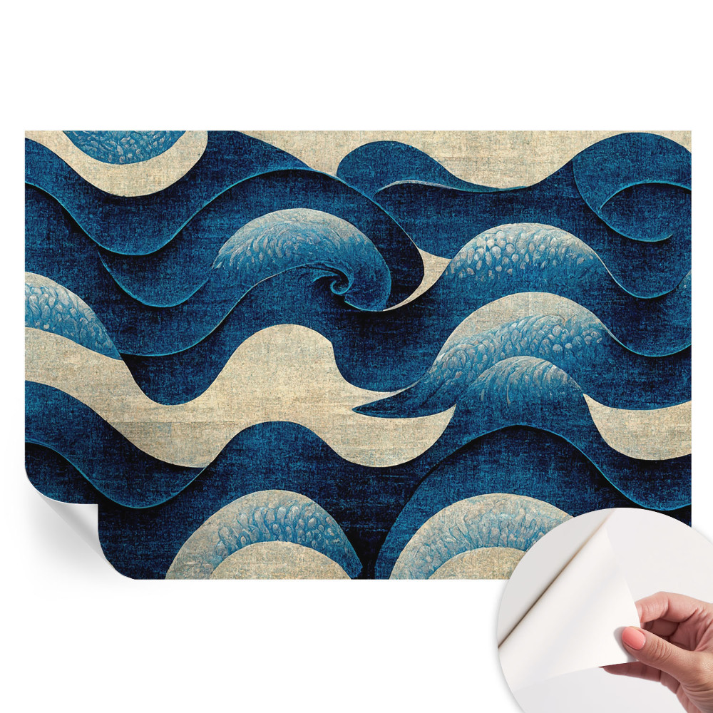 Papier peint photo moderne pour salon Vagues bleues