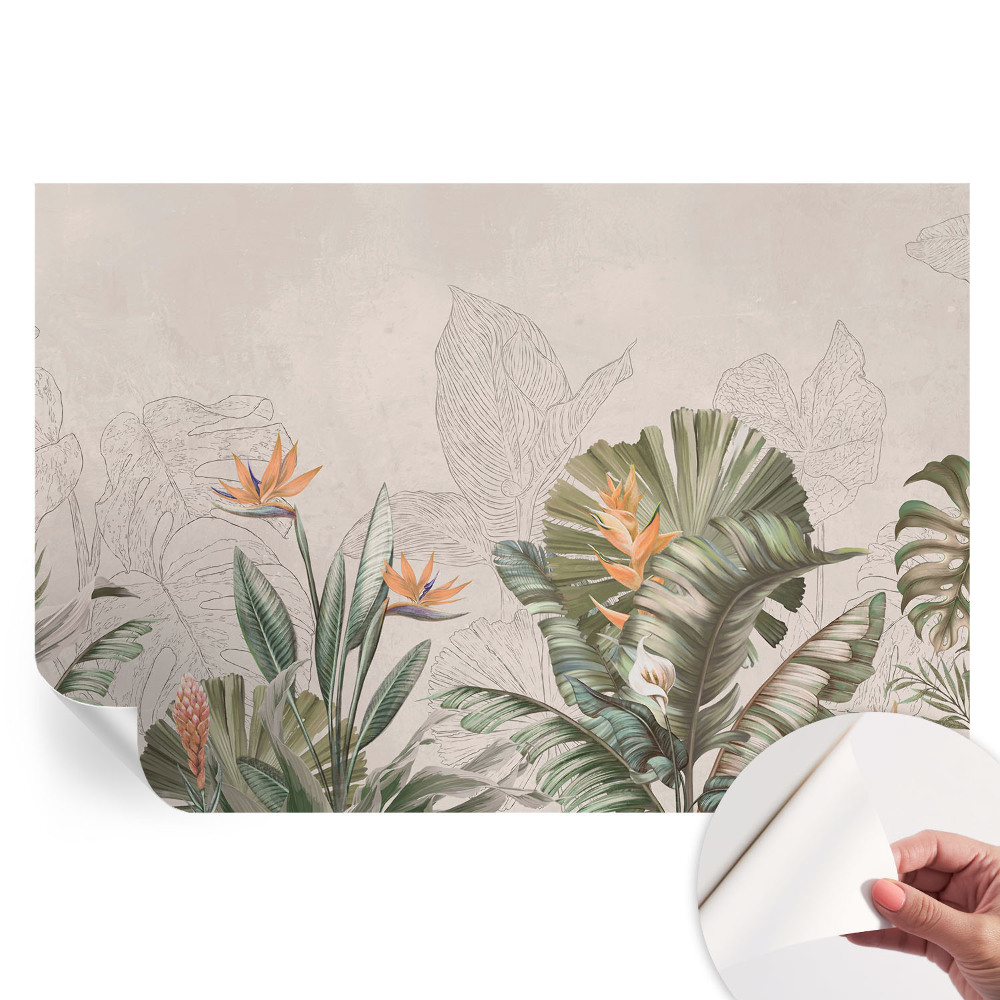 Papier peint autocollant pour salon à motif de fleurs tropicales