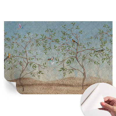 Papier peint autocollant pour salon motif oiseaux dans les arbres