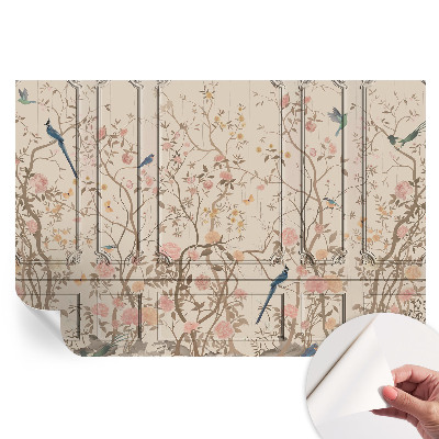 Papier peint photo moderne oiseaux et fleurs pour salon