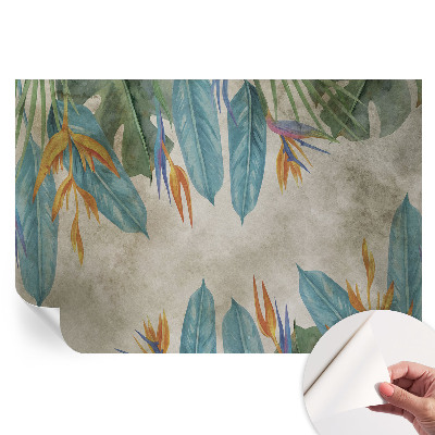 Papier peint autocollant pour salon à motifs de fleurs tropicales