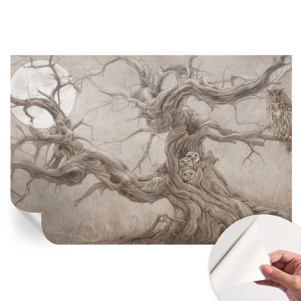 Papier peint autocollant pour salon motif oiseaux nocturnes