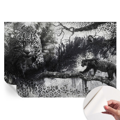 Papier peint photo salon moderne motif léopards abstraits