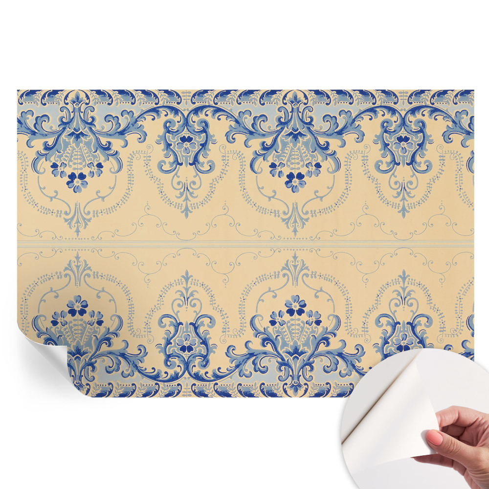 Fresque murale autocollante ornements bleus