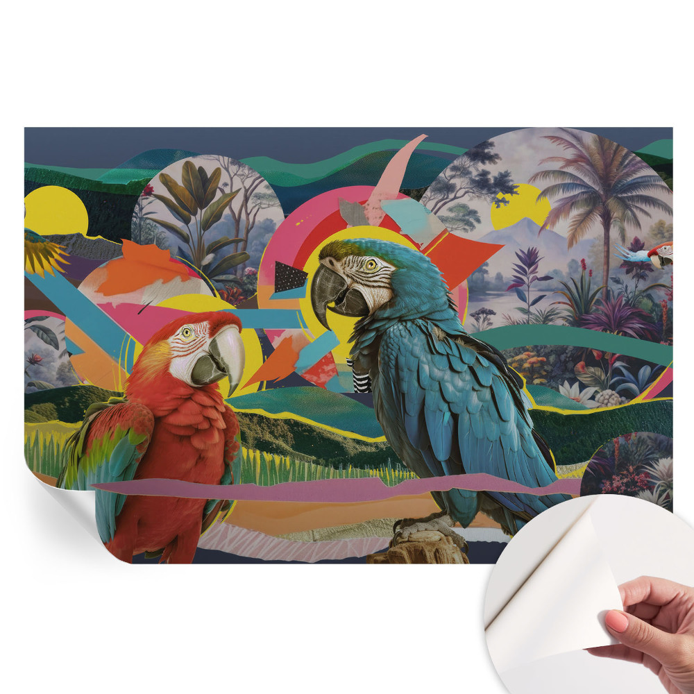 Papier peint photo moderne pour salon avec oiseaux exotiques