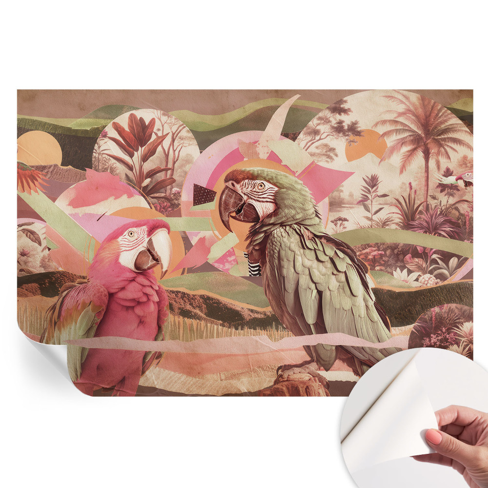 Papier peint autocollant motif oiseaux tropicaux