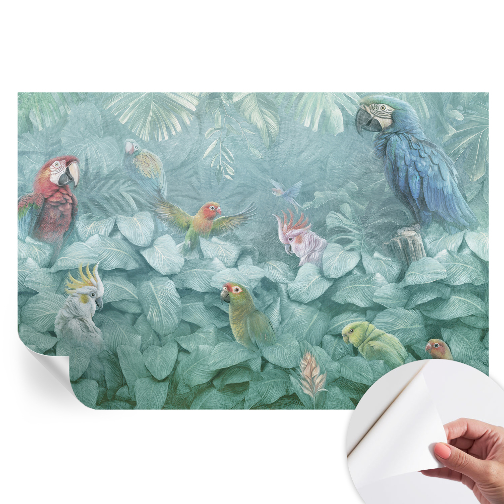 Papier peint photo moderne pour salon avec motifs d'oiseaux exotiques