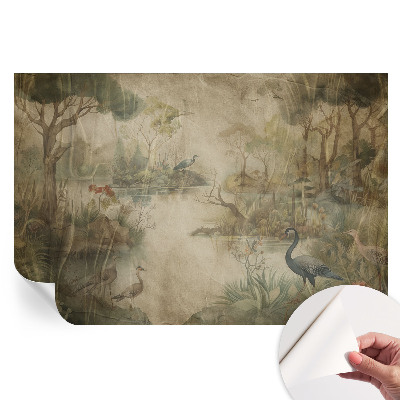 Papier peint autocollant pour salon motif forêt