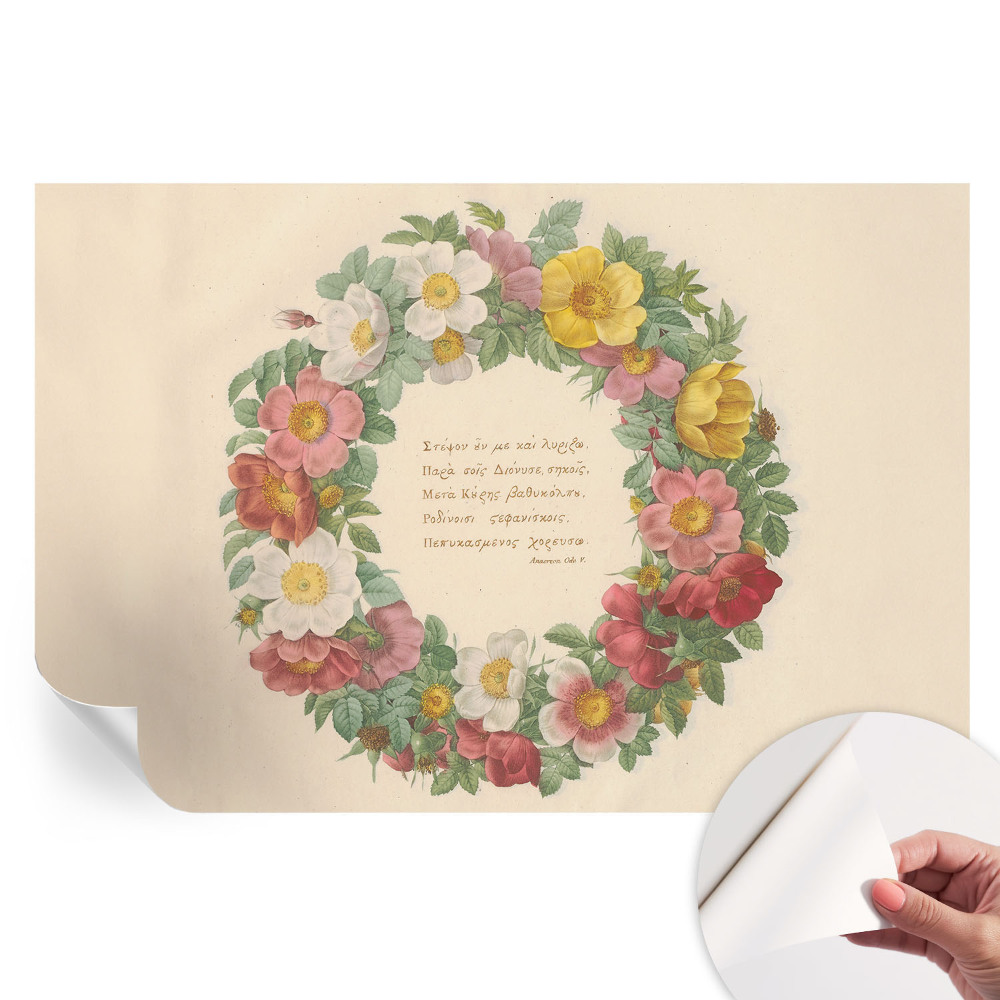 Papier peint autocollant couronne de fleurs pour salon