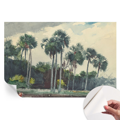 Papier peint autocollant pour salon motif palmiers exotiques