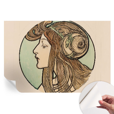 Papier peint autocollant pour salon motif portrait Art nouveau