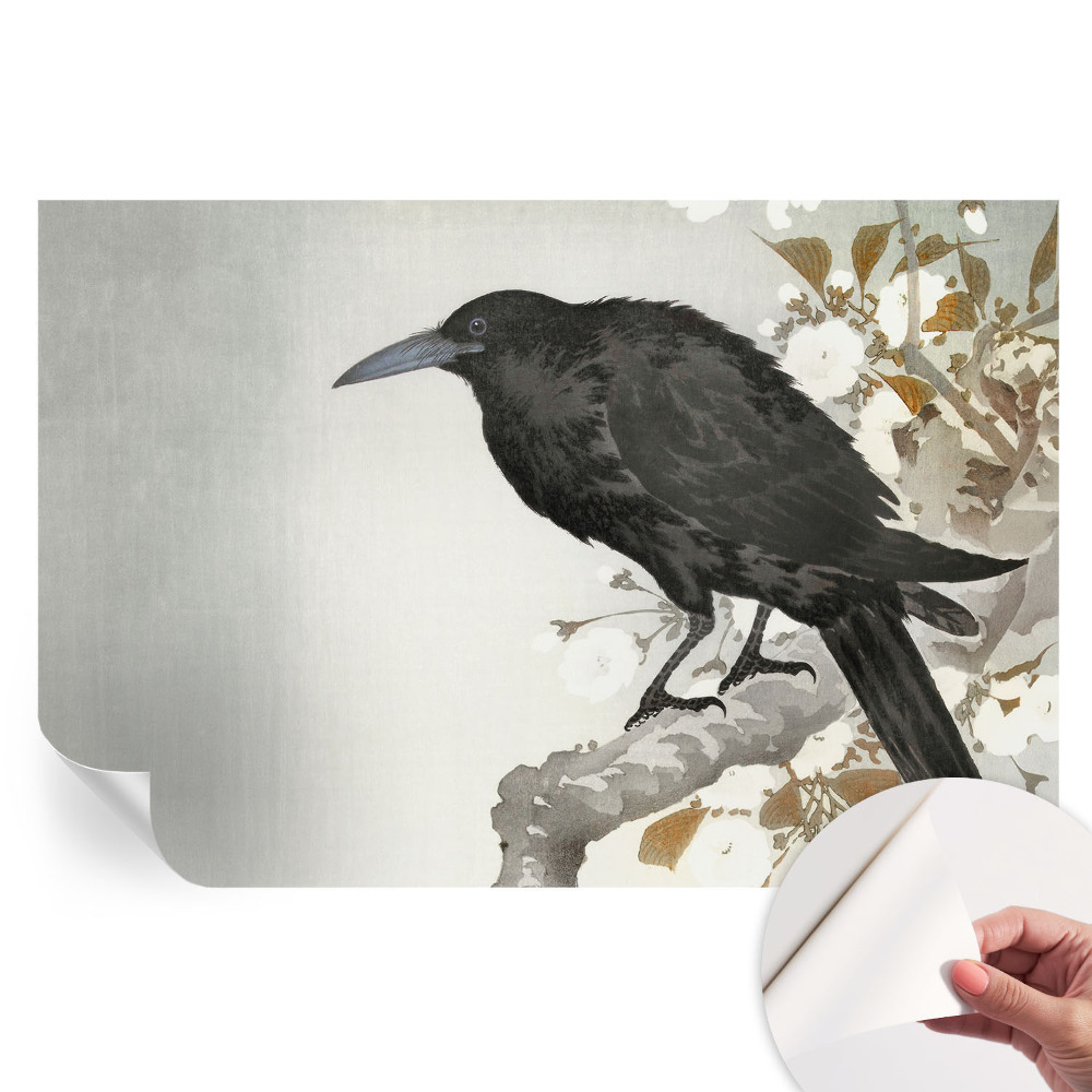 Papier peint photo autocollant Corbeau dans les fleurs