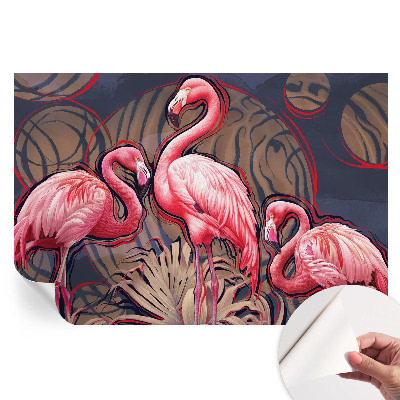Papier peint autocollant pour salon motif flamants roses