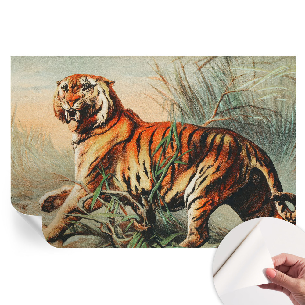 Fresque murale autocollante motif nature de tigre