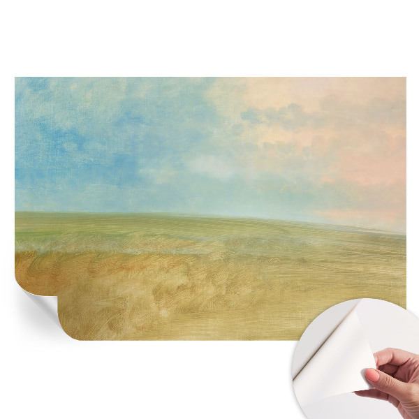 Papier peint autocollant pour salon motif champs pastel