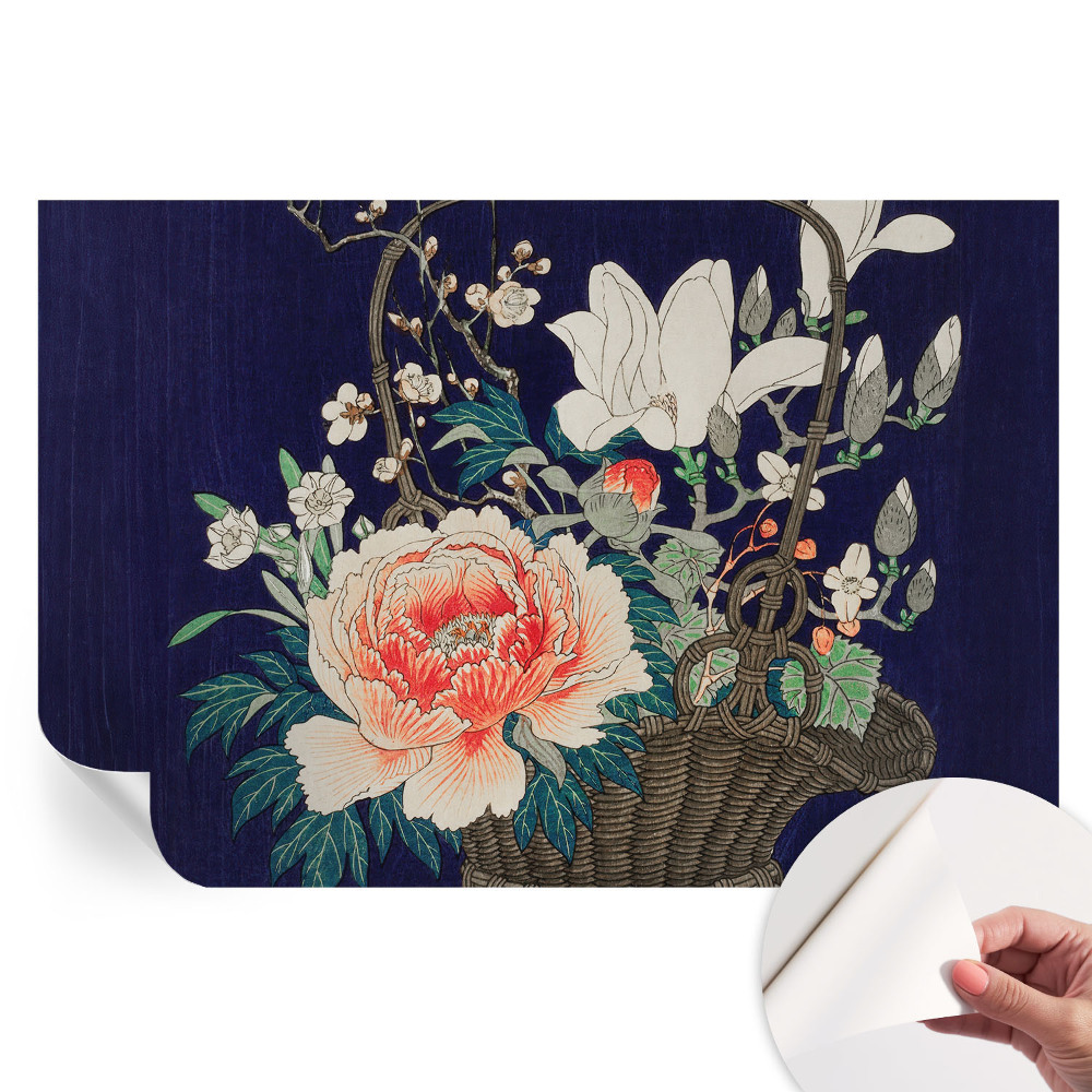 Papier peint photo moderne pour salon avec motif de panier de fleurs