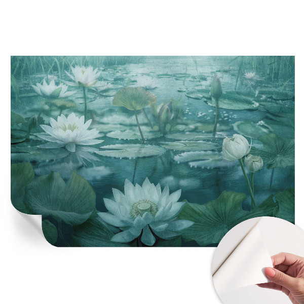 Papier peint photo autocollant motif fleurs aquatiques
