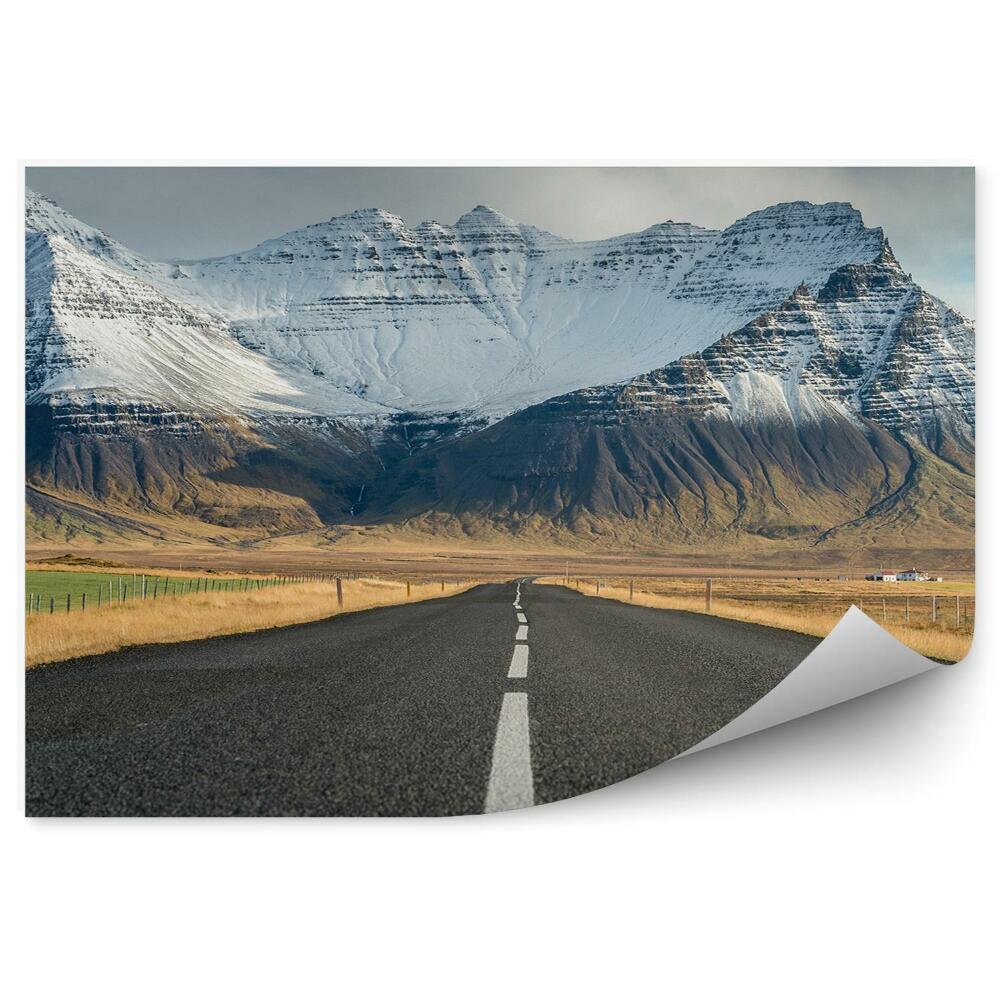Papier peint Route De Montagne Neige Nuages