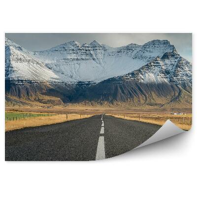 Papier peint Route De Montagne Neige Nuages