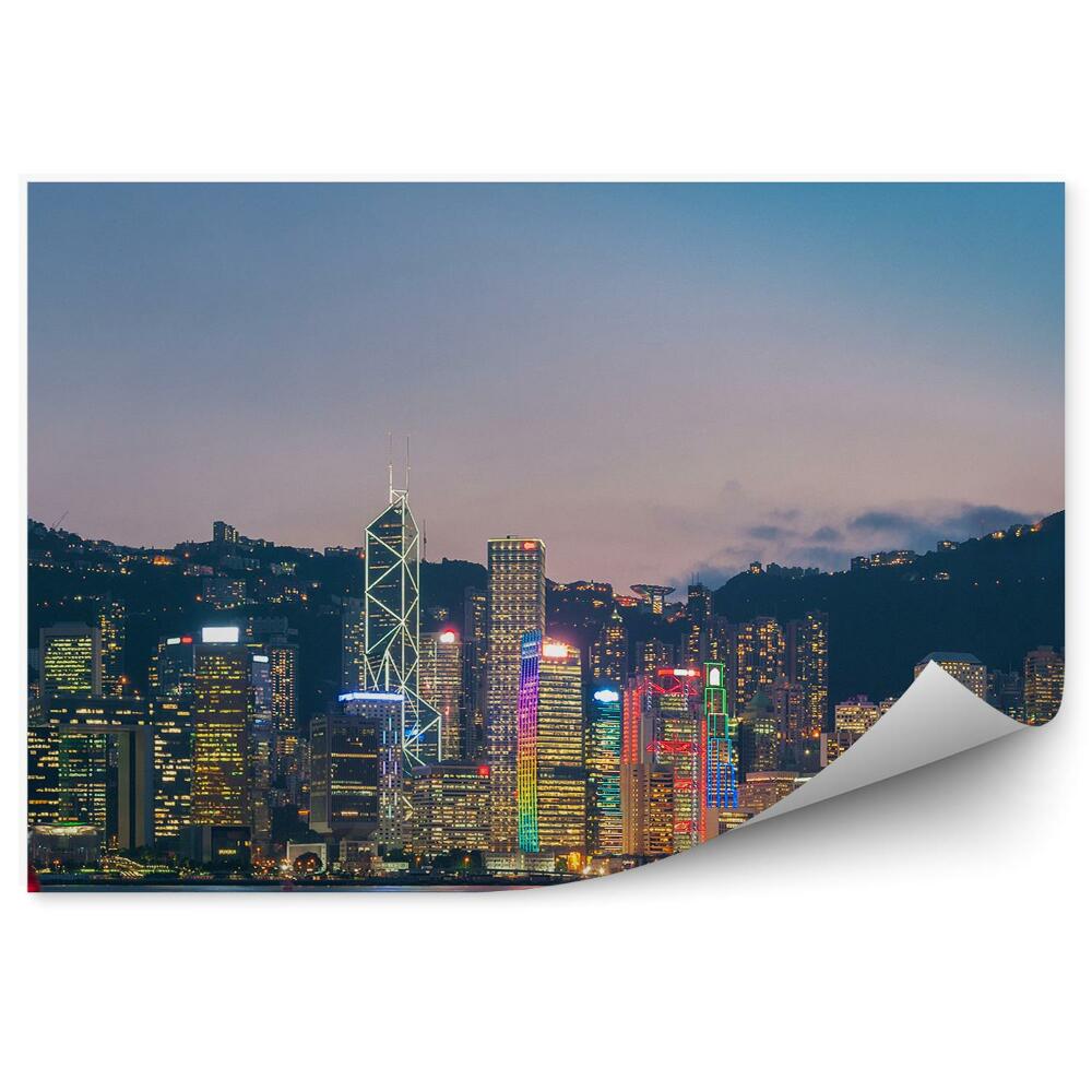 Papier peint Panorama de la ville de hong kong au crépuscule