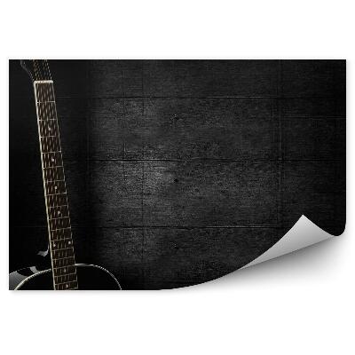 Papier peint Guitare acoustique noire Fond sombre Planches