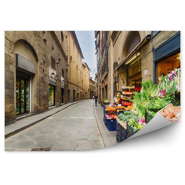 Papier peint Rue de Florence, magasin de légumes