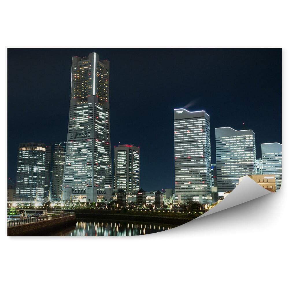 Papier peint Vue de l'oiseau Tokyo Nuit Tokyo Japon Lumières
