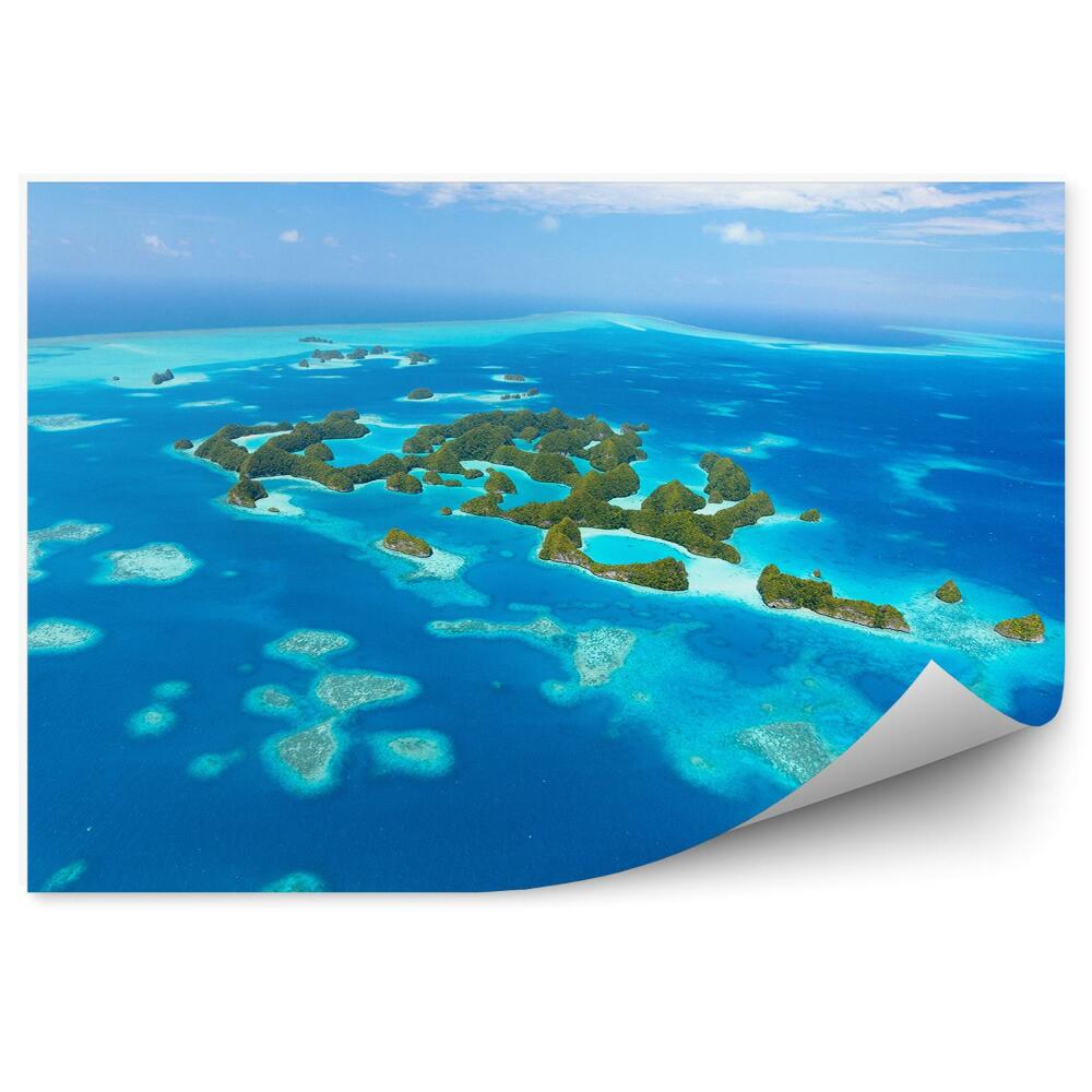 Papier peint Îles vertes récif corallien eau bleue