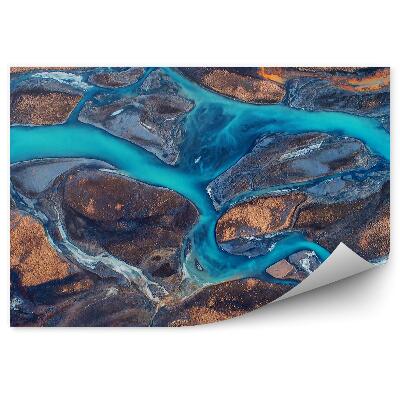 Papier peint Vue d'oiseau rivière terre champs