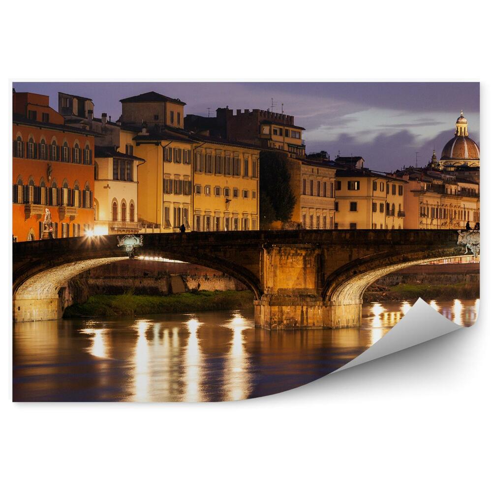 Papier peint Cathédrale Santa Maria Del Fiore Florence Bâtiments Pont de la Trinité Nuit de lumière