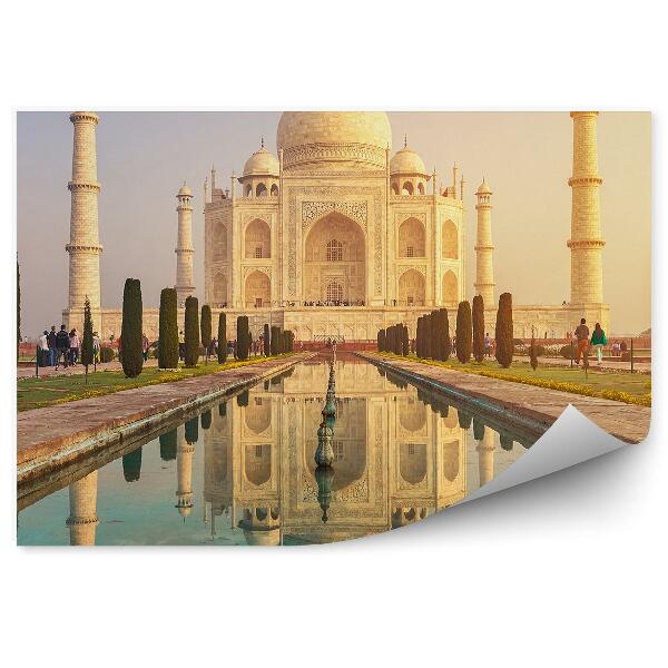 Papier peint 7 merveilles du monde taj mahal touristes lumière