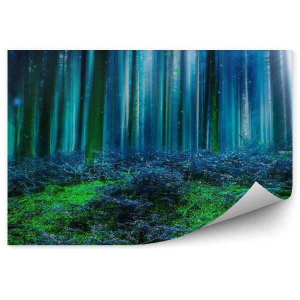 Papier peint Forêt de conte de fées Lumières bleues et vertes