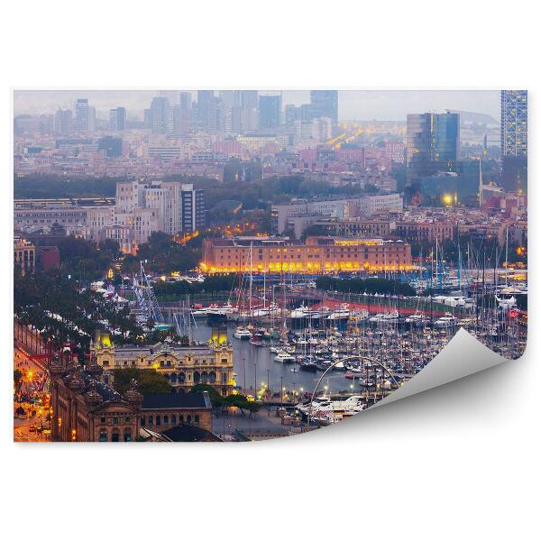 Papier peint Port Vell City Panorama Barcelona By Night