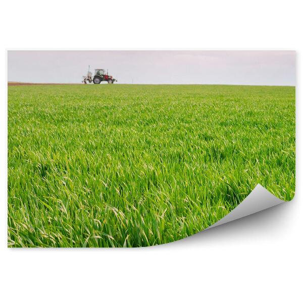 Papier peint Tracteur Champ Herbe Perspective Ciel