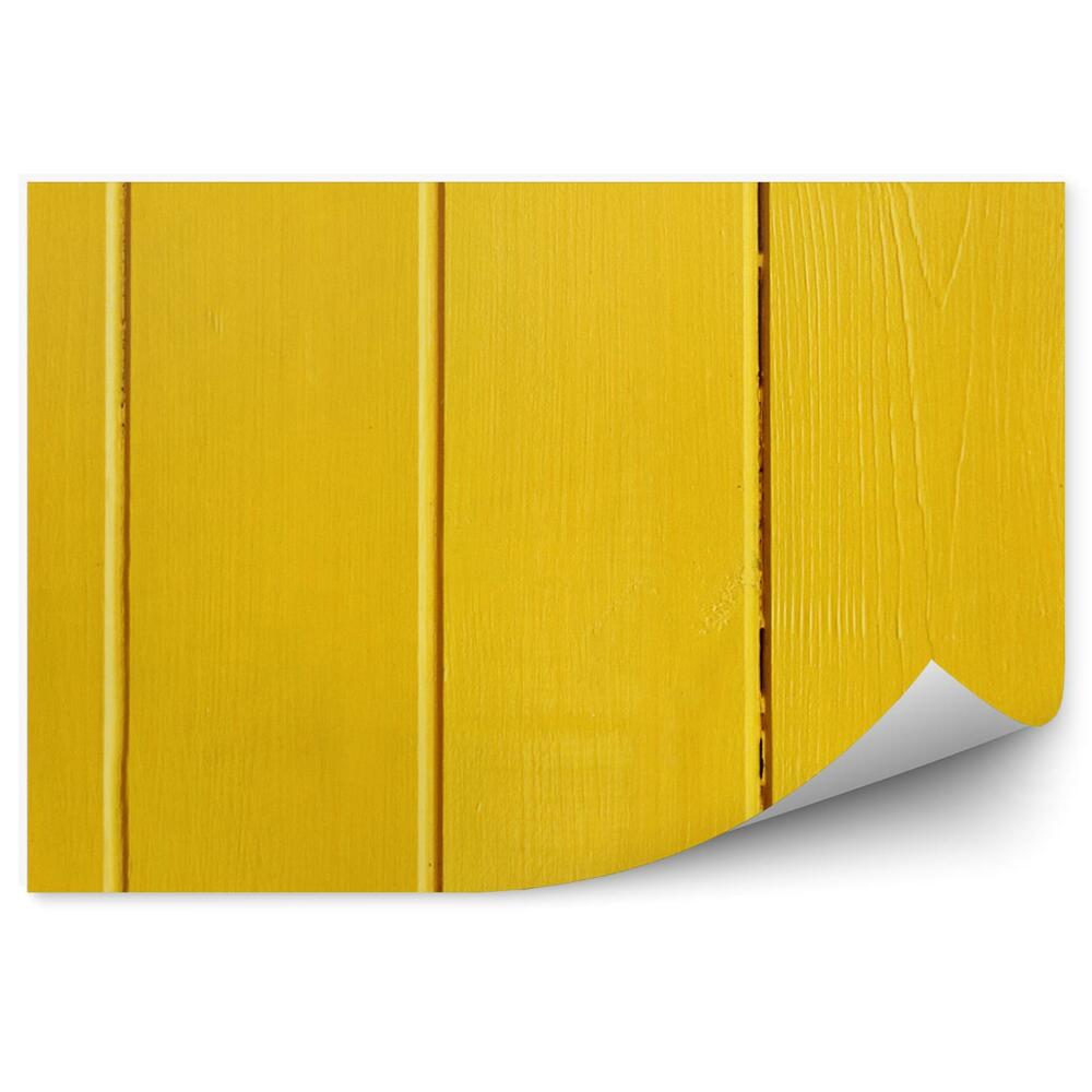 Papier peint Planches en bois avec peinture jaune