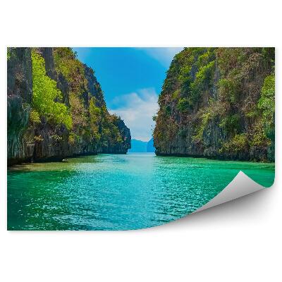 Papier peint Paysage tropical Lagune verte Rochers