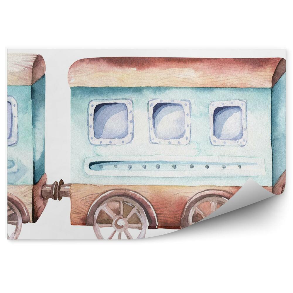 Tapisserie murale Vieux train jouet sur fond blanc
