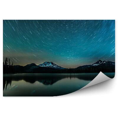 Tapisserie panoramique Traces d'étoiles au-dessus d'un lac