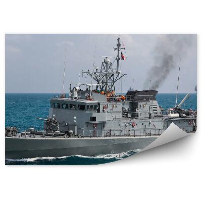 Papier peint Navire militaire gris baie maritime