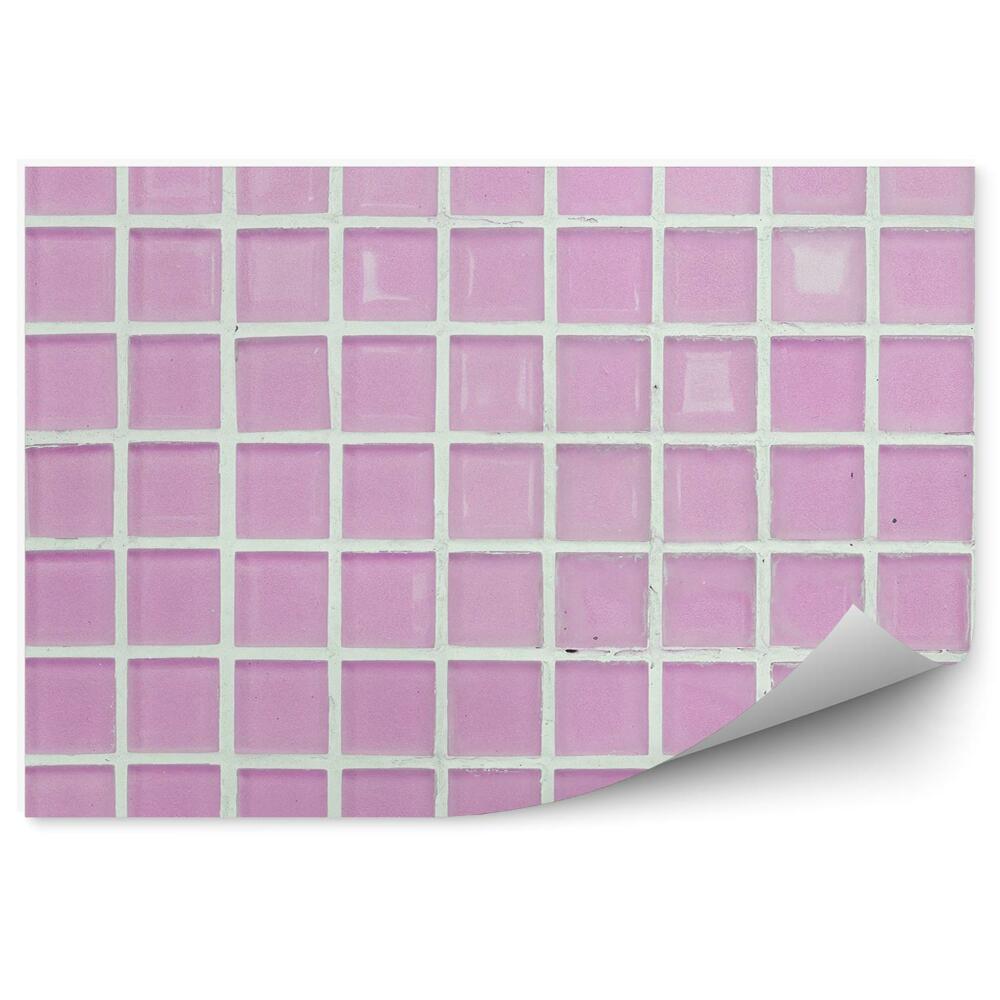 Papier peint Motif de carreaux roses fond blanc paillettes de verre abstrait