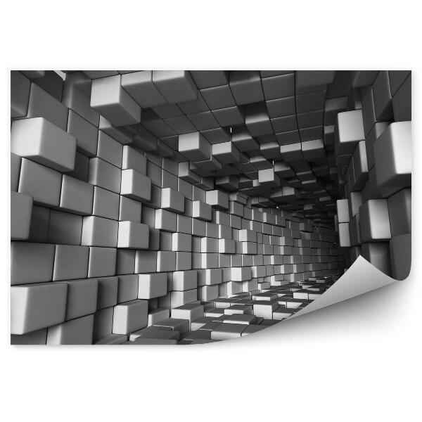 Papier peint Tunnel Cubes Gris