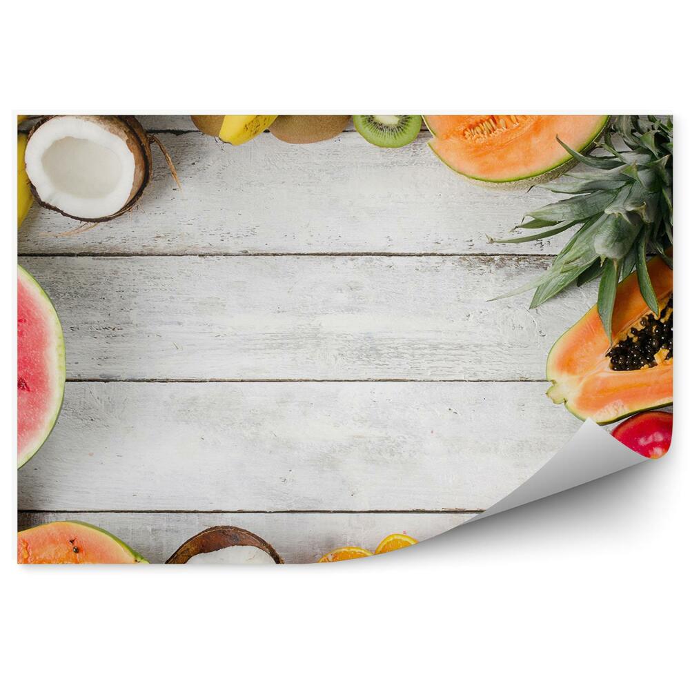 Tapisserie panoramique Table de fruits tropicaux melon d'eau avocat melon